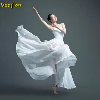 Modern Dans Elbise Klasik Dans Elbise Zarif Uzun Etek 720 Derece Salıncak Etek Gazlı Bez Büyük Salıncak Bale Uygulama Elbise