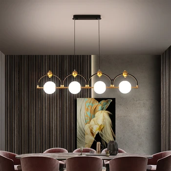 Modern yaratıcı LED avize siyah eklemek altın yemek odası ada uzun kolye lamba restoran Bar kahve dükkanı Deco asılı ışık