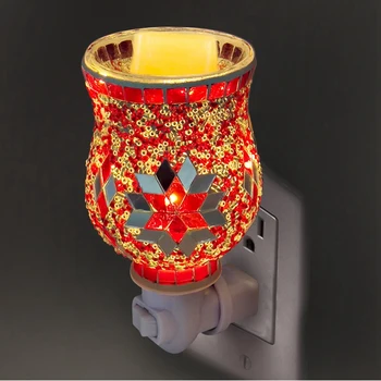 Mozaik Yaratıcı Erime Balmumu Gece Lambası Aromaterapi uçucu yağ lambası Duvar Asılı Plug-İn ABD Plug Kırmızı