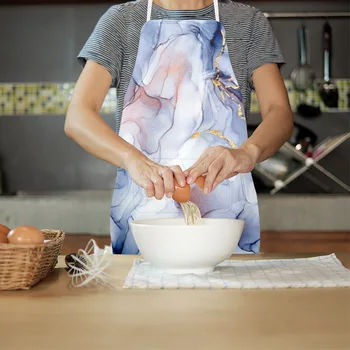 Mutfak önlüğü Geometri Desen Silinebilir Su Geçirmez Yağ geçirmez Polyester Cep Tablier Mutfak Femme Erkekler Pişirme Aksesuarları