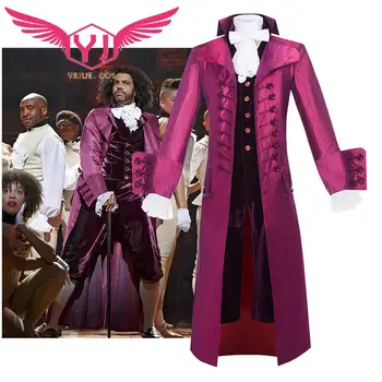 Müzikal Hamilton Thomas Jefferson Marquis De Lafayette Cosplay Victoria Kostüm Yetişkin Erkekler Kıyafetler Ortaçağ Siper Şort Yelek