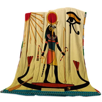 Mısır Hiyeroglif Antik Din Güneş Gözler Atmak Battaniye Yumuşak Sıcak Mikrofiber Battaniye Pazen Battaniye