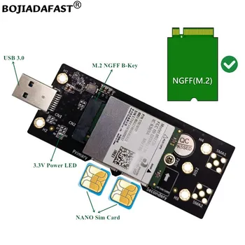 NGFF M. 2 B Anahtar Yuvası USB 3.0 Kablosuz Adaptör Kartı ile 2 * NANO SIM Yuvası Desteği 5G 4G 3G GSM Modem Modülü