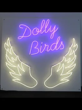 Neon Burcu Dolly Kuşlar kanatları el sanatları Cam Tüpler güzellik salonu Ticari Lamba restoran iş ekran İkonik süper hafif
