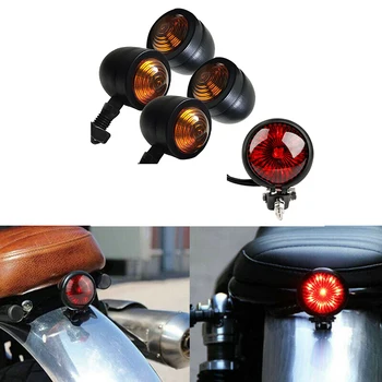 New5Pcs / set Motosiklet Dönüş Sinyalleri Arka park lambaları Fren Stop Lambası Cafe Racer Bobber Chopper için
