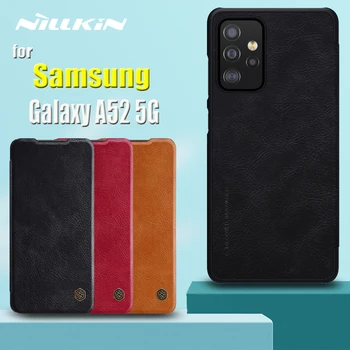 Nillkin samsung kılıfı A52 5G Kılıfları Hakiki Lüks Yumuşak deri flip cüzdan Kart Yuvası arka kapak için Galaxy A52 Funda Coque