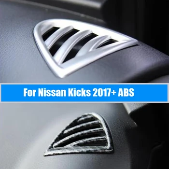 Nissan Kicks 2017 için 2018 ABS karbon Mat Araba Küçük Klima Çıkış Vent Kapak Trim Çerçeve Sticker İç Aksesuarları