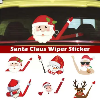 Noel Araba Çıkartmaları Çıkartmaları Noel Baba Sallayarak Silecek Silecek Arka Styling Sticker Cam Çıkartmaları Çıkartmaları Araba Arka Cam D7h9