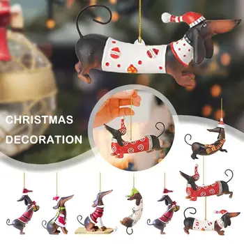 Noel Ağacı askı süsleri Dachshund Köpek Şekilli Kolye Ev Noel Süslemeleri İçin Noel Yeni Yıl Hediye 1 adet G9r3