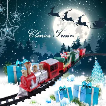 Noel elektrikli tren oyuncak demiryolu araba Mini tren parça çocuk dekorları ile yıl ışık oyuncak noel noel hediyesi ses yeni çerçeve T L1O2