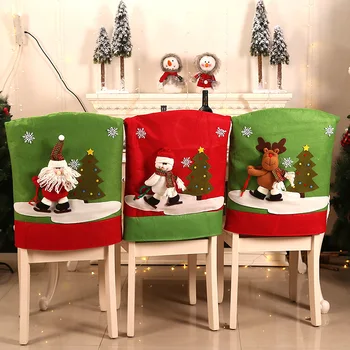 Noel sandalyesi Kapak Noel Baba Kardan Adam Elk Sandalye Kılıfı Bez Yemek Sandalyesi Koruyucu Noel Yeni Yıl Sandalyesi Slipcover Dekor 2022