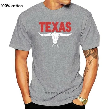 Nuevo cuero Texas enojado Toro Longhorn Tee hombre hecho manga corta de algodón cuello T camisa