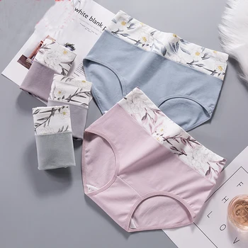 OLOEY Kadın pamuk iç çamaşırı Seksi Dikişsiz Külot Moda Baskı Külot Yüksek Bel Karikatür Kız İç Çamaşırı Kadın İç Çamaşırı