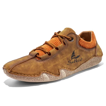 OLOMLB Yaz gündelik erkek ayakkabısı Deri Nefes erkek Spor Ayakkabı Deri El Yapımı Loafer'lar Marka Ayakkabı Lüks Düz Moccasins