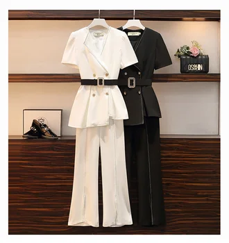 Ofis Şık Şık Takım Elbise Üst ve pantolon seti İki parçalı Set Takım Elbise Topluluk Femme Survetement yaşındaki Kadın Kostüm Elbise Kadınlar İçin