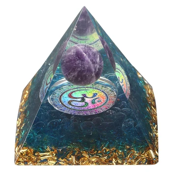 Orgonit piramidi 60mm Ametist Kristal Küre Obsidyen Doğal Kristal Taş ev ofis dekorasyonu