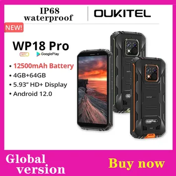 Orijinal OUKITEL WP18 Pro IP68 su geçirmez Sağlam Telefon 12500mAh Android 12 4GB + 64GB Cep Telefonu 5.93