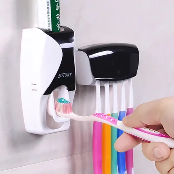 Otomatik Diş Macunu Dağıtıcı Diş Macunu Sıkacağı Seti Diş Fırçası Tutucu ile Duvara Monte Banyo Aksesuarları Ekstruder