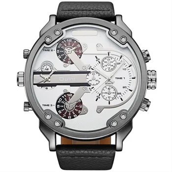 Oulm 3548 Büyük Büyük Saatler Erkekler Lüks Marka Benzersiz Tasarımcı quartz saat Erkek Ağır Tam Çelik Deri Kayış kol saati