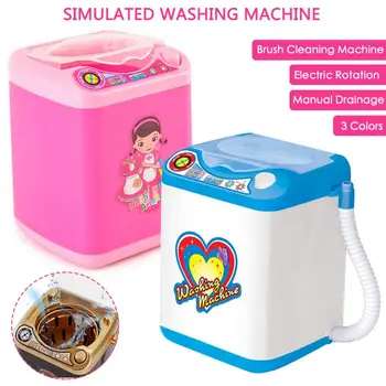 Oyuncak çamaşır makinesi mini simüle çocuk oyuncak toz puf kozmetik fırça kozmetik aracı çamaşır makinesi