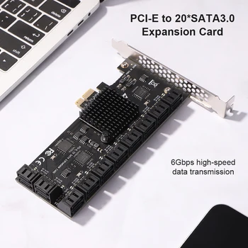 PC PMining SATA PCIe Adaptörü 10 14 16 20 Port SATA 3.0 PCI Express 3.0 Denetleyici Genişletme Kartı Aktarım Hızları kadar 6 Gbps
