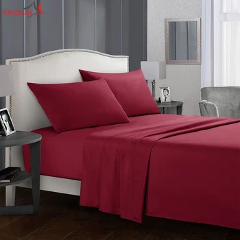 PEIDUO Düz Renk yatak çarşafı Setleri Düz Levha + Çarşaf + Yastık Kılıfı Kraliçe / Kral Boyutu 16 Renkler Yumuşak Rahat nevresim takımı