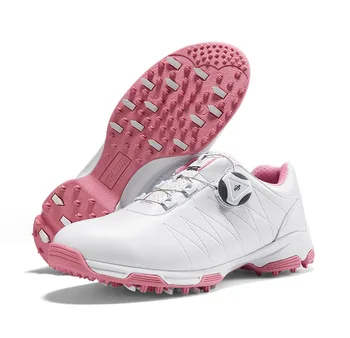 PGM kadın süper su geçirmez golf ayakkabıları bayanlar mikrofiber Dönen hızlı bağlama ayakkabı sideslip dayanıklı golf sneakers