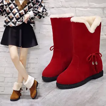PUPUDA Kadın çizmeler kış yüksek çizmeler sıcak Tutmak kar botları kaliteli ayakkabı bayanlar