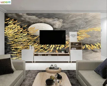 Papel de paredel el boyalı moom yaprak soyut arka plan duvar resmi TV zemin yatak odası oturma odası duvar kağıdı ev dekorasyon