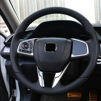 Paslanmaz çelik Honda Civic 10th 2016 2017 2018-2020 Araba direksiyon Düğmesi krom çerçeve trim Araba styling aksesuarları 1 adet