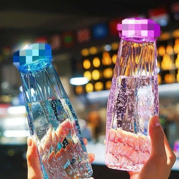 Peri Kristal Elmas Su Şişesi BAP Ücretsiz 420 ML Cam Spor Şişe botella de agua Sızdırmaz Açık Seyahat Şişe Kızlar için