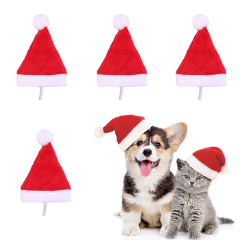 Pet Köpek Kedi Santa Şapka Noel Kostüm Aksesuarları Küçük Köpekler Kediler Kış Sıcak Kap Cadılar Bayramı Tatil Noel Partisi Fotoğrafları