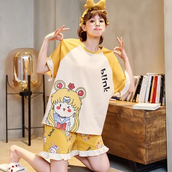 Pijama Pantolon Kadınlar için Yaz Anime Denizci Kız Pijama Karikatür Giyim Parti Kostüm Kadın Kawaii Homesuit Kıyafeti Yeni