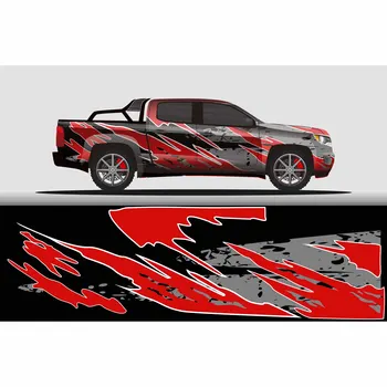 Pikap Araba Yarışı Tam Wrap Sticker Araba Çıkartması Dekoratif Kesim Vücut Yarış Grafik Çıkartması Vinil Wrap Modern Tasarım Kırmızı Retro
