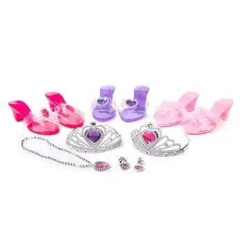 Prenses Kraliçe Pretend Takı Kolye Küpe Ayakkabı Oyna Pretend Setleri Kız Giyinmek doğum günü hediyesi Prenses Giyinmek Oyun Oyuncak