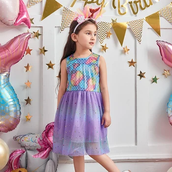 Prenses Mermaid Elbise Kız Çocuk Giyim Çocuk Yaz Kolsuz Elbise Toddler Rahat Sling Elbiseler Tutu Vestidos
