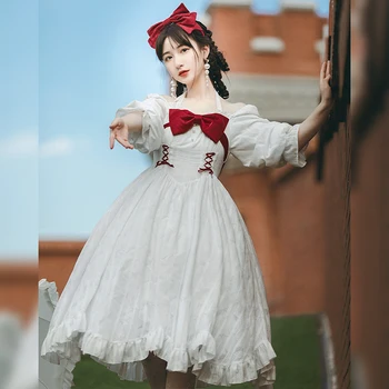 Prenses çay partisi tatlı lolita zarif elbise vintage dantel ilmek yüksek bel viktorya dönemi tarzı elbise kawaii kız op loli cosplay