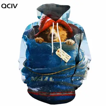 QCIV Marka Noel Hoodie Erkekler Köpek Kazak Baskılı Hayvan 3d Baskılı Roman Hoody Anime Uzun Kollu Streetwear Kış Moda