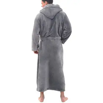 Rahat Erkek Gecelik Kemer Artı Boyutu Sonbahar Kış Polar Sıcak Uzun Elbise Pijama Cilt dokunmadan Erkek Bornoz Yatak Odası için