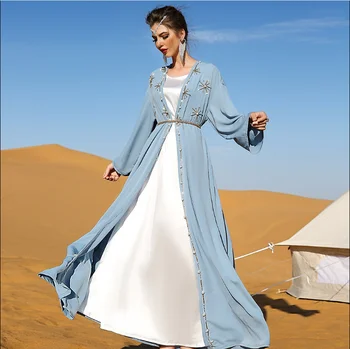 Ramazan Bayram Açık Kimono Abaya Dubai Türkiye İslam Müslüman Elbise Abayas Kadınlar Robe Kaftan Marocain De Soiree Musulmane Femme