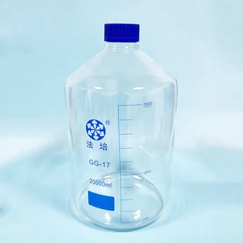 Reaktif şişesi, mavi vidalı kapaklı GLS80mm, Borosilikat cam 3.3, 20000 Ml, Ağır Duvar, Mezuniyet Örnek Şişeler Plastik Kapaklı