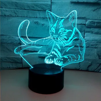 Renkli 3d Gerilim Kedi 3D Masa Lambası Akrilik Görüş Stereo Dokunmatik Usb masa lambaları Oturma Odası Moderne masa lambası