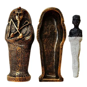 Reçine Mısır Mumya Heykelcik Modeli Heykeli Minyatür Mısır Kralı Sandplay Dekor Minyatür Model Ev Dekorasyon Koleksiyon Model