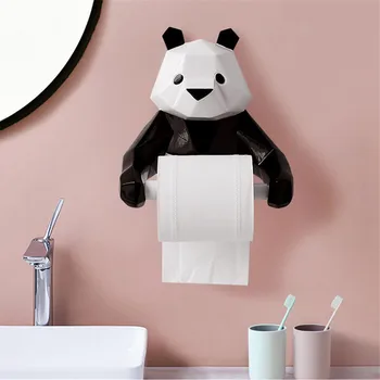 Reçine Panda Figurin Rulo tuvalet kağıdı tutucusu Duvara Monte Doku Tutucu kağıt peçete kutusu Tutucu Banyo dekoratif peçete Kutusu