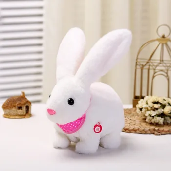Robot Tavşan Peluş Elektronik Tavşan Müzik Şarkı Şarkıları Pet Yürüyüş Sallamak Kulaklar Run Atlama LED Hayvan Oyuncaklar Çocuklar İçin Doğum Günü Hediyeleri