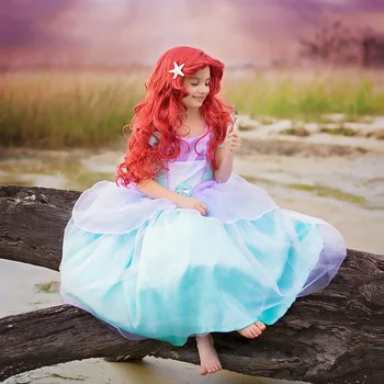Ruifglasb Prenses Arie Kostümleri kız Kız mermaid elbise Küçük Denizkızı Elbise Cosplay Çocuklar İçin Bebek Mermaid Elbise