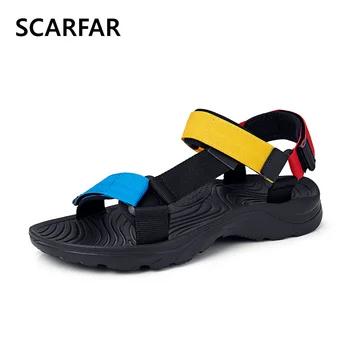 SCARFAR Erkek Sandalet Basit Rahat yaz Ayakkabı rahat ayakkabılar Açık Plaj Tatil Sandalet 2022 Yeni Erkek Rahat Sandalet