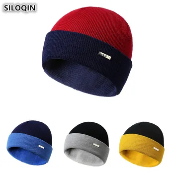 SILOQIN Unisex Yenilik Kişilik Çift taraflı Mashup Bere Şapka Erkekler Kadınlar İçin Kayak Kap Sonbahar Kış Moda İplik Örme Şapka