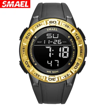 SMAEL 1508 erkekler eğlence spor saatler su geçirmez askeri hediye elektronik arka ışık EN lüks Masculino çok fonksiyonlu Alarm