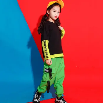 Sahne Performansı Cosplay Caz Kore Tarzı Break Dans Sokak Dans Kıyafeti Erkek Kız Genel Hip Hop Uzun Kollu Gömlek